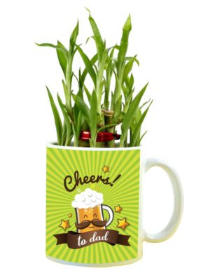 Cheers to Dad Feng Shui Lucky Bamboo Plant Indoor Mug Planter Pot