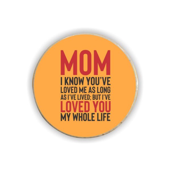 (Round) Acrylic Fridge Magnet for Parents - I Love You My Mom Dad