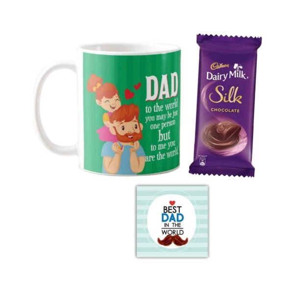 Dad You are The World to Me Hamper 1 Dairy Milk Silk 60 gm, with Coaster