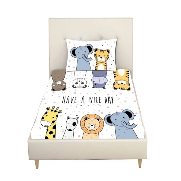 Kids bedsheet Velvet Printed Velvet King Size Double Bedsheet with 2 Pillow Covers - Cute Animals in Space