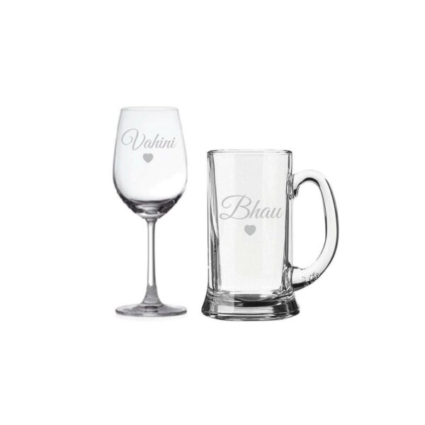 Ya Ya Café Birthday Rakhi Gifts for Brother and Bhabhi,Marathi Bhaiya Bhabhi Bhau Vahini Beer Mug Wine Glasses,