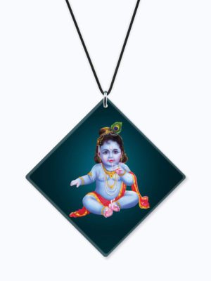 Religious Gifts Acrylic Car Hanging Accessories Lord Cute Lil Krishna Printed for Good Luck Interior Decoration