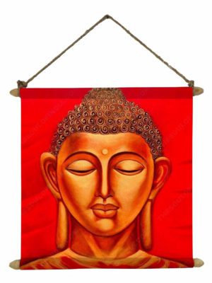 Divine Buddha Idol Poster Wall Painting Hanging Scroll Canvas - 12 x 12 inches