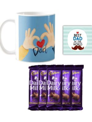 Love Dad Mug,1 Dairy Milk Silk 60 gm, with Coaster