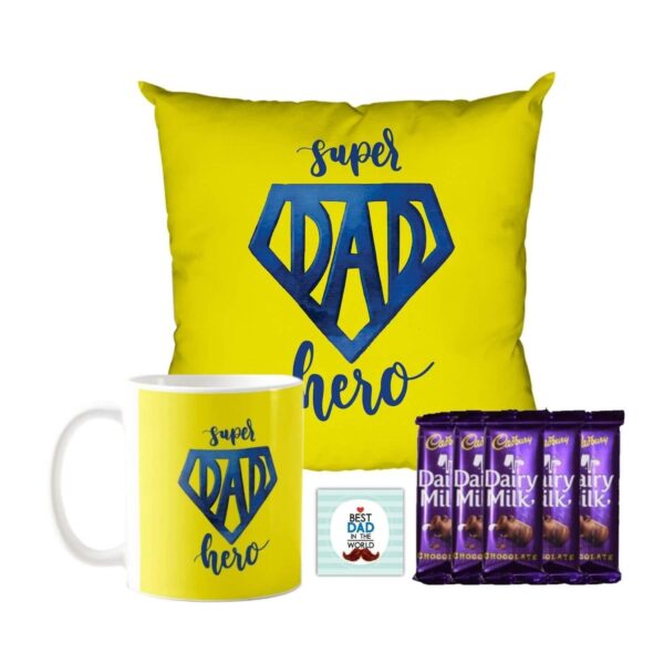 Super Dad Hero Mug ,1 Dairy Milk Silk 60 gm, with Coaster
