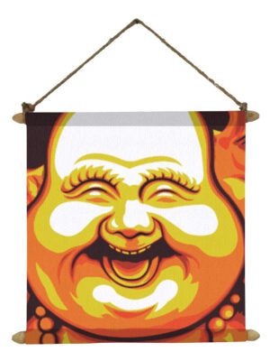 Feng Shui Laughing Buddha Idol Poster Wall Painting Hanging Scroll Canvas - 12 x 12 inches