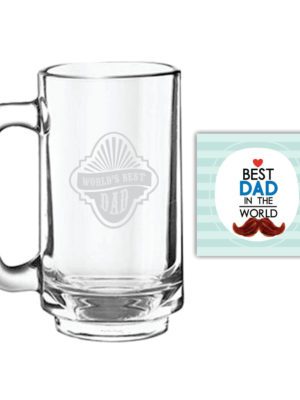 Worlds Best Dad Engraved Beer Mug for Dad - Playboy Beer Mug 357ml