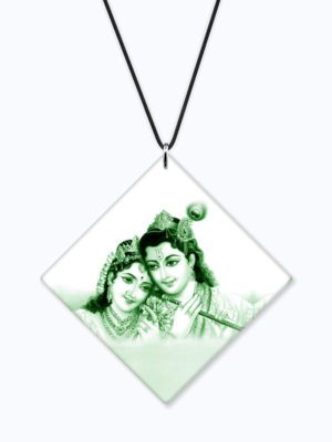 Religious Gifts Acrylic Car Hanging Accessories Lord Radha Krishna Worship Printed for Good Luck Interior Decoration