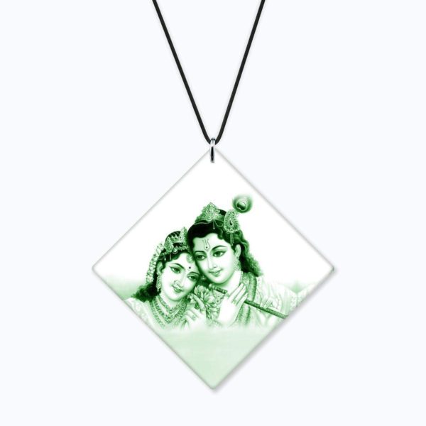 Religious Gifts Acrylic Car Hanging Accessories Lord Radha Krishna Worship Printed for Good Luck Interior Decoration