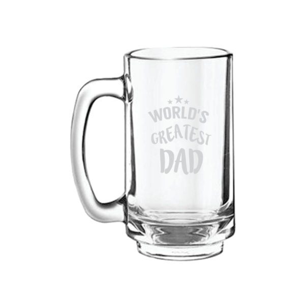 Worlds Greatest Dad Engraved Beer Mug for Dad