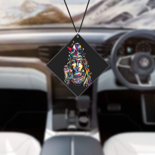 Acrylic Car Hanging Accessories Lord Shiva Bholenath Printed for Good Luck Interior Decoration