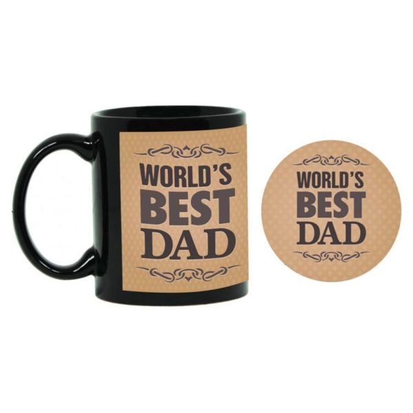 Ceramic Best Dad Combo Of Apron, Chef Hat, Cushion Cover, Mug, Coaster, Mousepad - 8 x 8 Inches, Coaster - 4 x 4