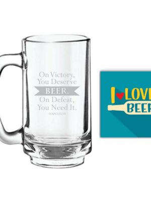 On Victory You Deserve Beer On Defeat Engraved Beer Mug with Quotes - Playboy Beer 357ml