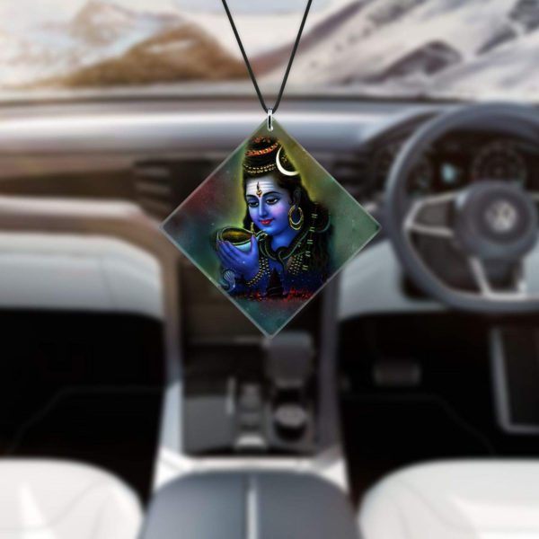 Religious Gifts Acrylic Car Hanging Accessories Lord Shiva Shankar Printed Printed for Good Luck Interior Decoration