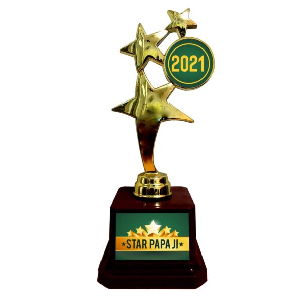 Hard Plastic Alloy Star Abbu Urdu Star Trophy 2020 Golden Star Award For Father (9 x 3.50 x 2.50 inch, Gold)