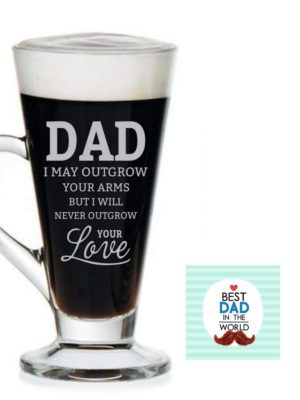 Dad Engraved Glass Tea Coffee Mug Cup with Coaster