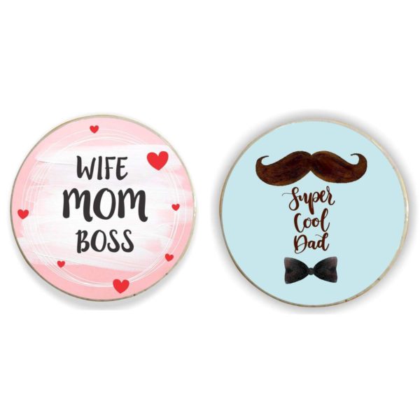 (Round) Acrylic Fridge Magnet for Parents - I Love You My Mom Dad