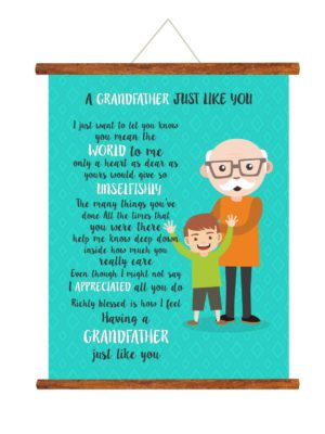 Father's Day Gifts Grandpa You mean the World to Me Greeting Card Scroll - 15x20 inches