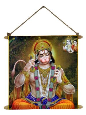 Bajrangbali Hanuman Idol Poster Wall Painting Hanging Scroll Canvas - 12 x 12 inches