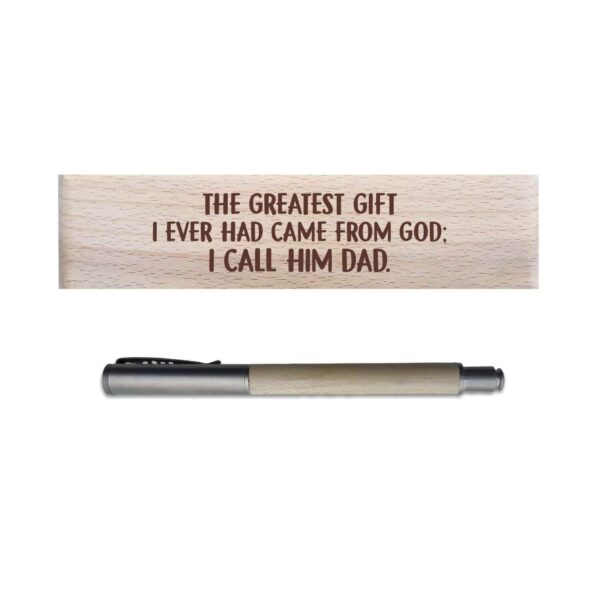 Birthday Gifts for Father Handmade Wooden Pen with Engraved Rectangle Pen Box Holder - The Greatest Gift I Call Him
