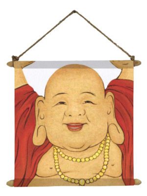 Good Luck Laughing Buddha Idol for Wealth Poster Wall Painting Hanging Scroll Canvas - 12 x 12 inches