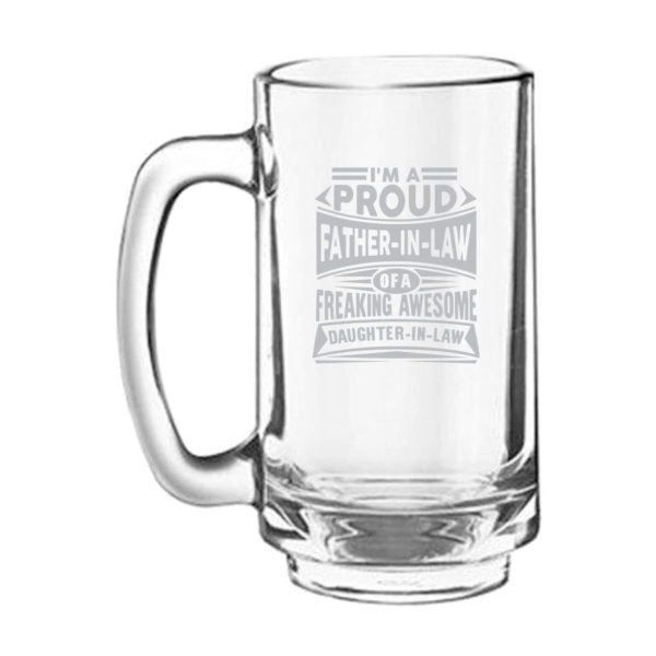 I am Proud Father-in-Law Engraved beer Mug