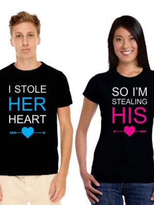 I Stole Her Heart & I am Stealing His Matching Couple T-Shirts