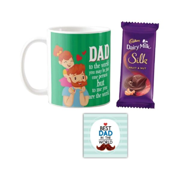 Dad You are The World to Me Hamper 1 Dairy Milk Silk 60 gm, with Coaster