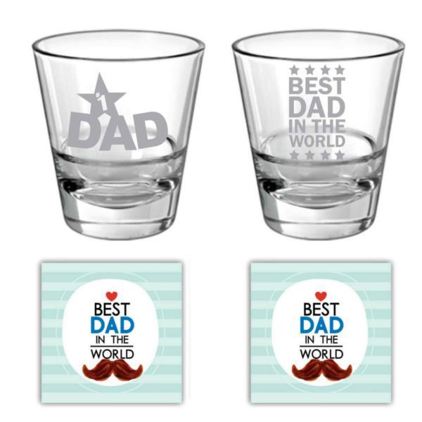 No 1 Best Awesome Dad Whisky Glass for Dad Set of 6