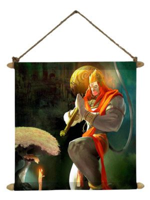 Artistic Hanuman Idol Poster Wall Painting Hanging Scroll Canvas - 12 x 12 inches