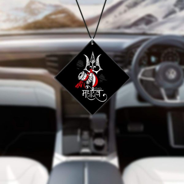 Religious Gifts Acrylic Car Hanging Accessories Lord Shiva Mahadev Printed Printed for Good Luck Interior Decoration