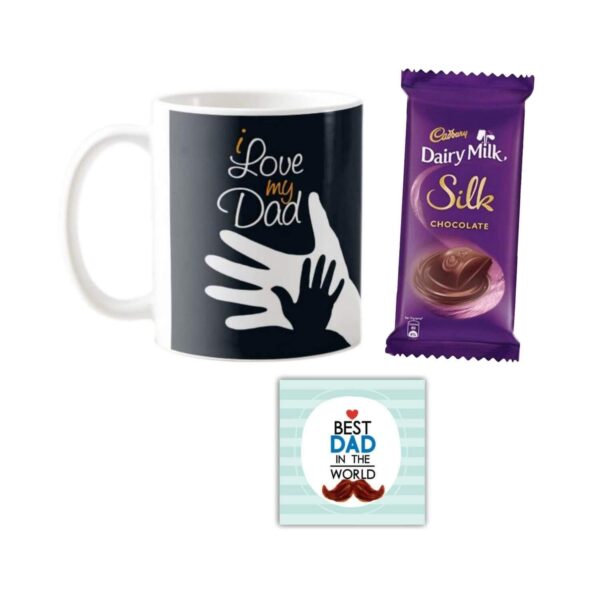 I Love My Dad Mug ,1 Dairy Milk Silk 60 gm, with Coaster