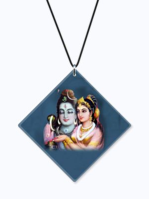 Religious Gifts Acrylic Car Hanging Accessories Lord Shiva with Parvati Printed Printed for Good Luck Interior