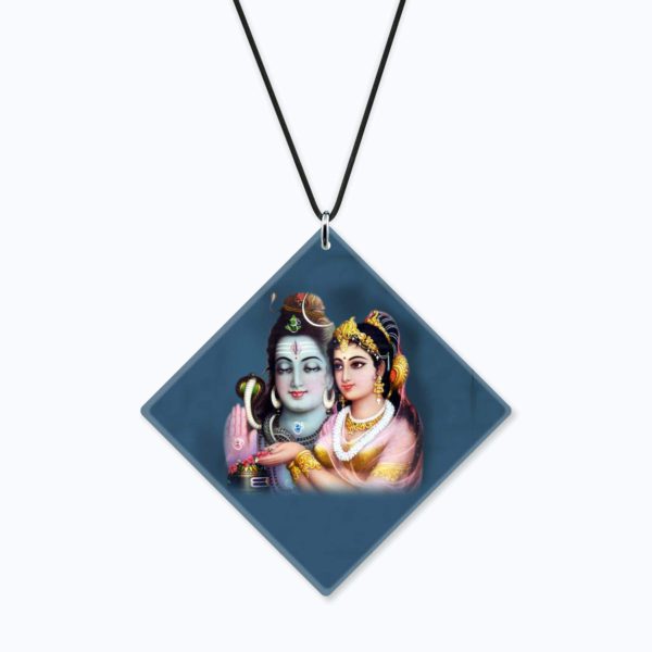 Religious Gifts Acrylic Car Hanging Accessories Lord Shiva with Parvati Printed Printed for Good Luck Interior