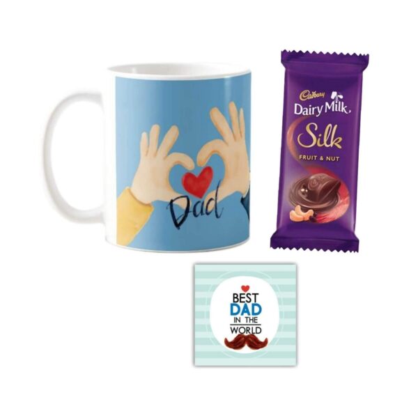 Love Dad Mug,1 Dairy Milk Silk 60 gm, with Coaster
