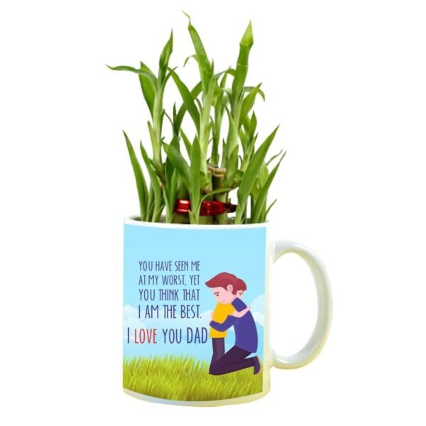 I Love You Dad Feng Shui Lucky Bamboo Plant Indoor Mug Planter Pot