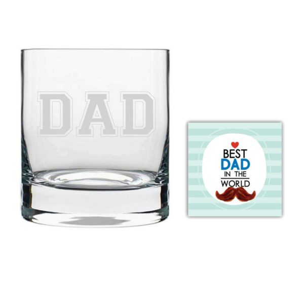 Worlds Most Awesome Dad Whisky Glass for Dad Set of 2