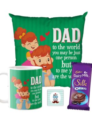 Dad You are The World to Me Hamper 1 Dairy Milk Silk 60 gm, with Coaster