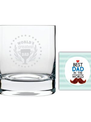 Worlds Greatest Dad Trophy Whiskey Glass for Dad