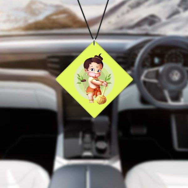 Religious Gifts Acrylic Car Hanging Accessories Lord Bal Hanuman Printed for Good Luck Interior Decoration