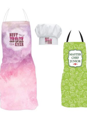 Best Mom Ever Mom and Kids Apron Set of 2