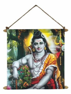 Comforting Shiva Poster Wall Painting Hanging Scroll Canvas - 12 x 12 inches