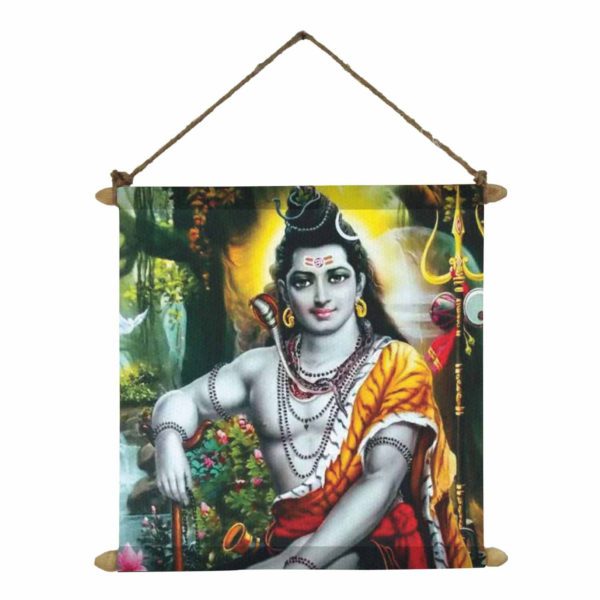 Comforting Shiva Poster Wall Painting Hanging Scroll Canvas - 12 x 12 inches