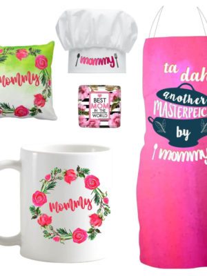 Birthday Gifts for Mom Another Masterpeice by Floral Mommy Combo for Mother Set of 5 - Cushion Cover Mug with