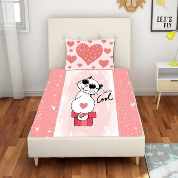 Kids bedsheet Velvet Printed Velvet King Size Double Bedsheet with 2 Pillow Covers - Cute Animals in Space