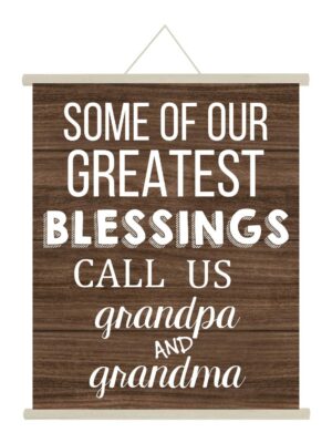 Grandparents gifts Decorative 24 x 24 inches Wall Hanging Scroll Canvas Blessings call us Grandpa and Grandma