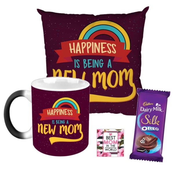 Birthday Chocolate Gifts Combo for Mom - Moms They are Like Dads Only Smarter Mug, Cushion Cover, 5 Cadbury Dairy