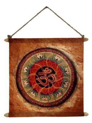 Religious Om Poster Wall Painting Hanging Scroll Canvas - 12 x 12 inches