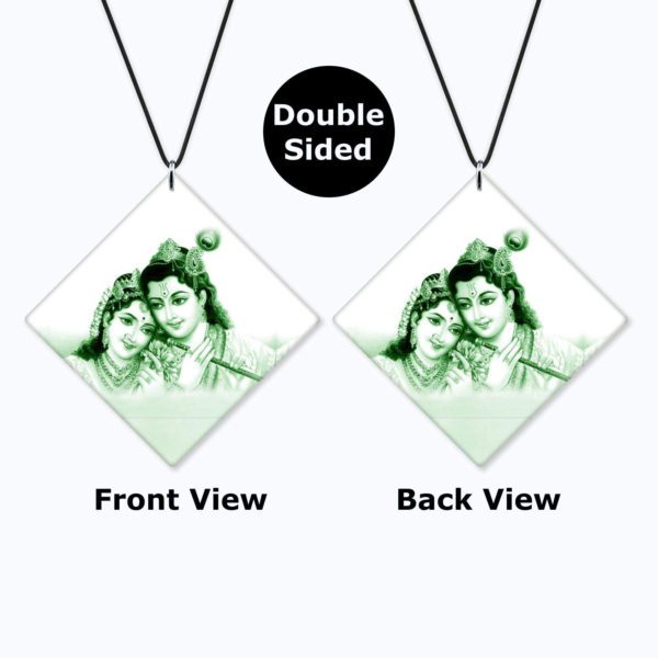 Religious Gifts Acrylic Car Hanging Accessories Lord Radha Krishna Worship Printed for Good Luck Interior Decoration