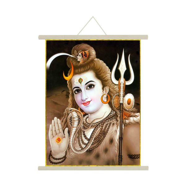 Shivratri Gift, Pious Lord Shiv Poster Wall Painting Hanging Scroll Canvas - 15 x 20 inches